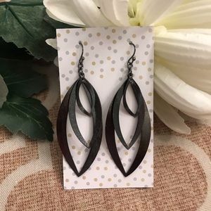 Shiny Black Pewter Dangle Earrings